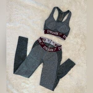Gymshark Dry - Maroon and Gray Activewear Sports Bra and Leggings Set